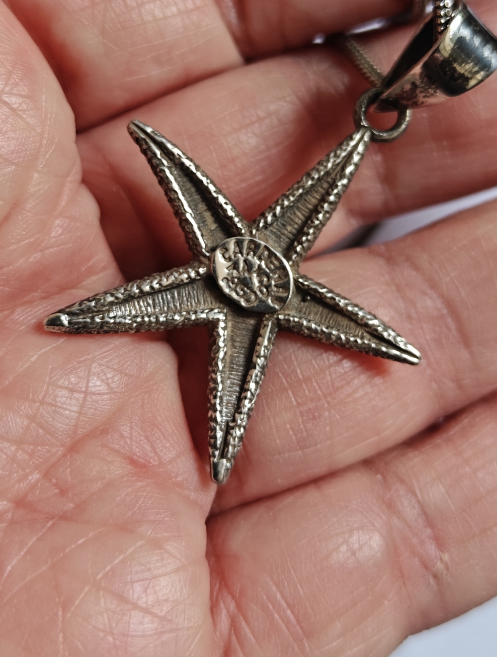Vintage Cardenas Taxco Starfish Pendant Silver 950 Snake Chain Necklace - Picture 3 of 16